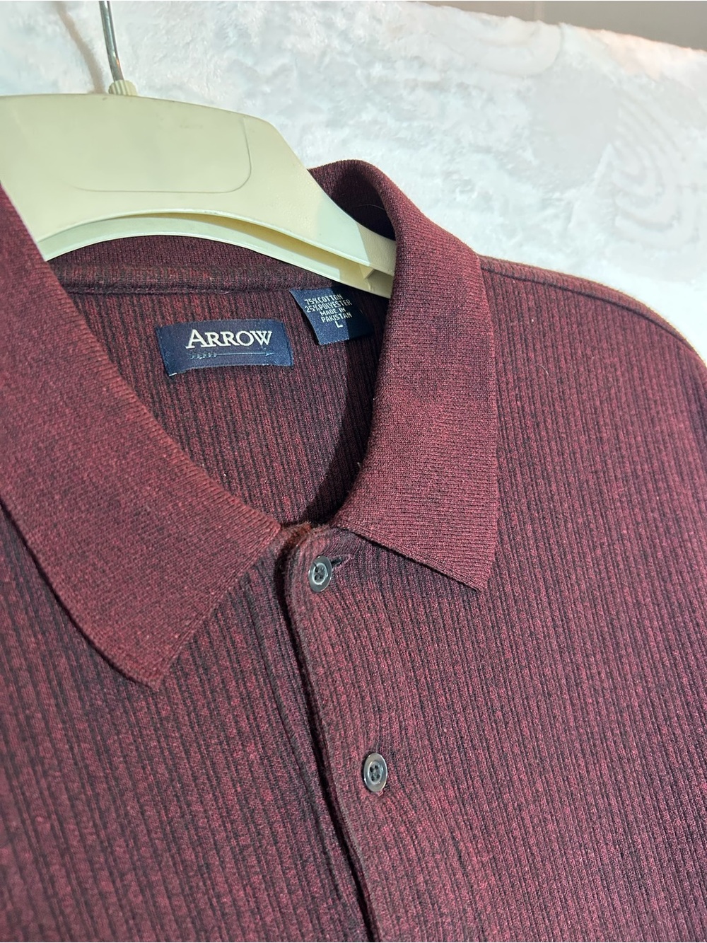 Arrow Vintage Men’s Maroon Ribbed Polo Shirt